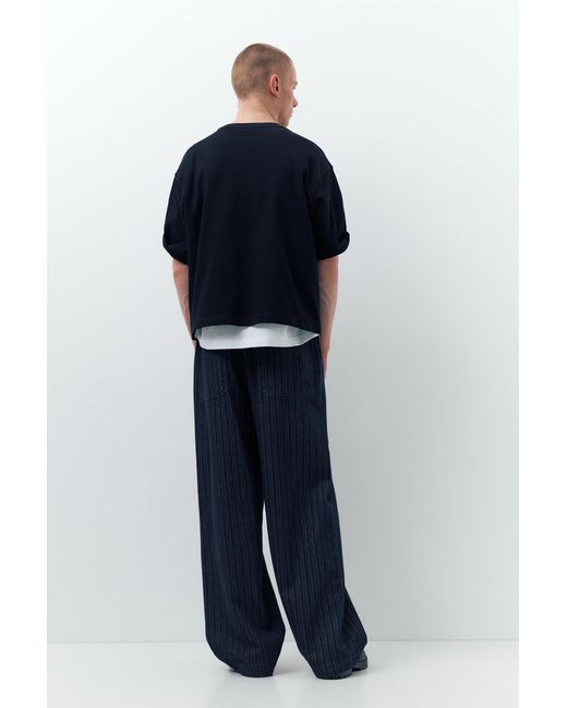 Pull&Bear Blue Denim Striped Sweatpants for men