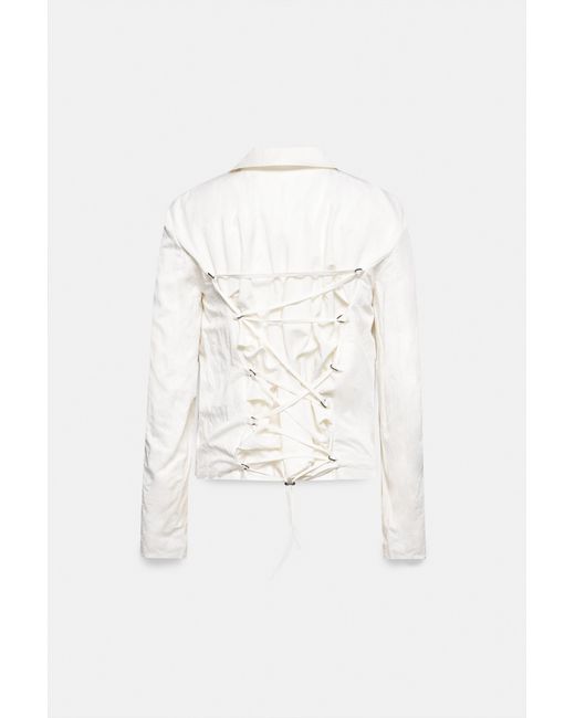 Pull&Bear White Karoline Vitto Tie-Detail Fitted Jacket