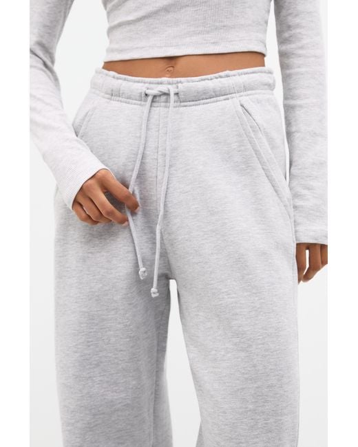 Pull&Bear White Trainingsanzug Hose Jogging-Stil Wide-Leg
