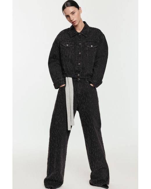 Jean Baggy Texturé Brillant Pull&Bear en coloris Black