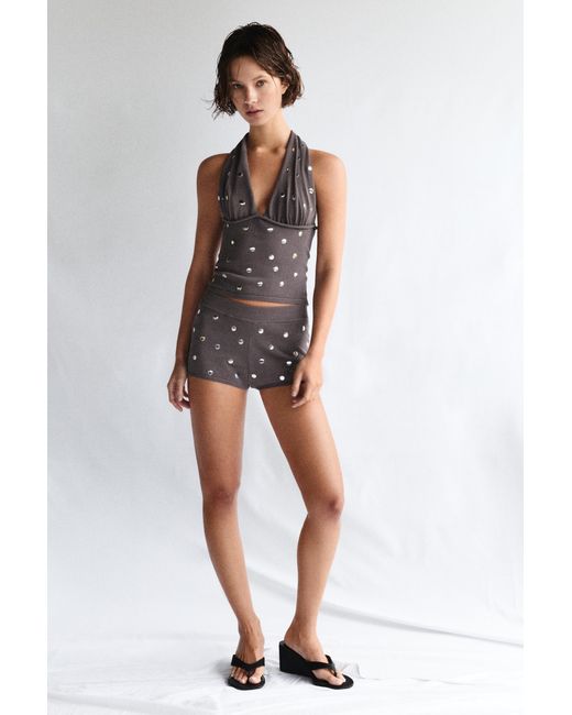 Pull&Bear Gebreide Short Met Studs in het Multicolor