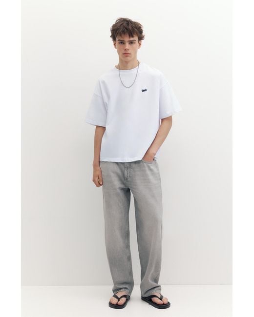 Pull&Bear White Stwd Logo Boxy T-Shirt for men