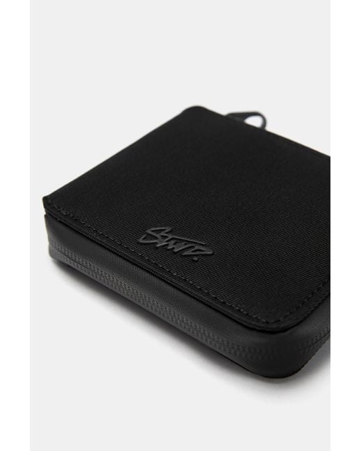 Pull&Bear Black Nylon Stwd Wallet for men
