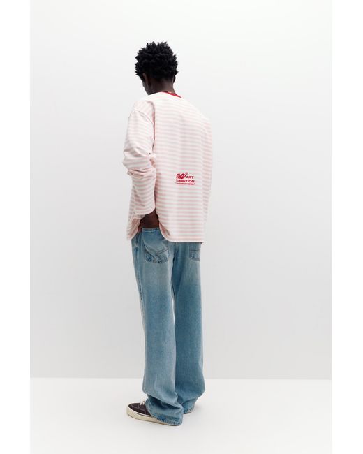 Pull&Bear Pink Striped Long-Sleeve T-Shirt for men