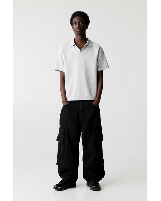 Pull&Bear White Stwd Super Baggy Cargo Jeans for men