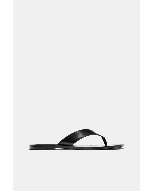 Pull&Bear Black Flat Studded Sandals