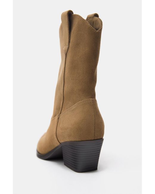 Pull&Bear White Cowboy Ankle Boots