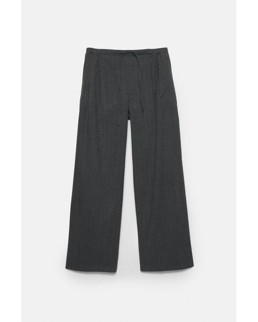 Pull&Bear Gray Pinstripe Jogger Trousers