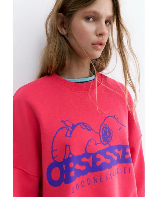 Pull&Bear Red Peanuts Snoopy Sweatshirt