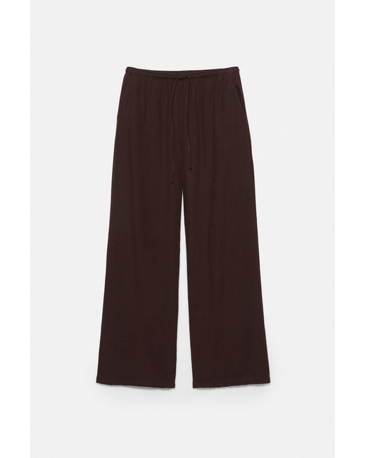 Pull&Bear Brown Flowing Trousers With Linen
