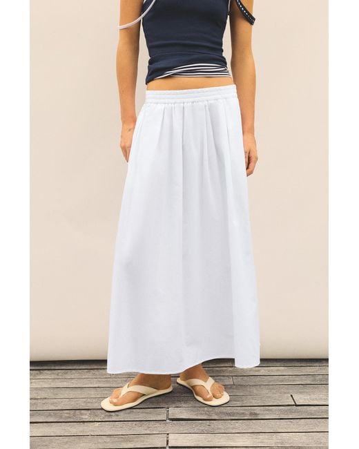 Pull&Bear White Long Poplin Skirt