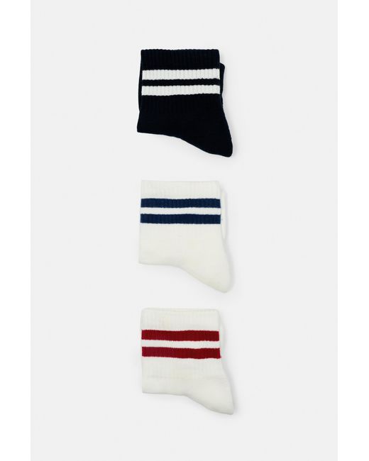 Pull&Bear Black Pack Of 3 Pairs Of Striped Socks for men