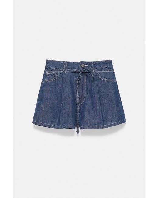 Pull&Bear Blue Darted Denim Shorts