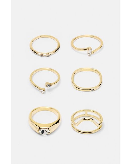 Pull&Bear White Pack Of 6 Slim Rings