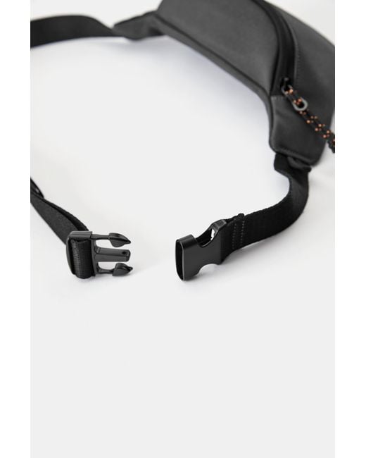 Pull&Bear Black Mixed Fabric Stwd Belt Bag for men