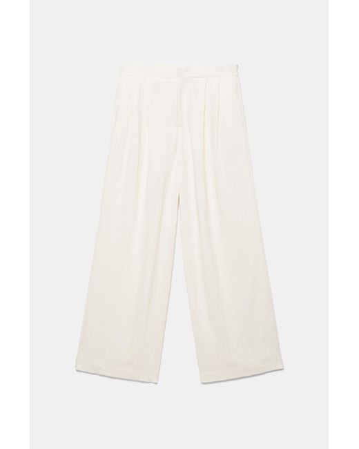 Pull&Bear White Darted Smart Trousers