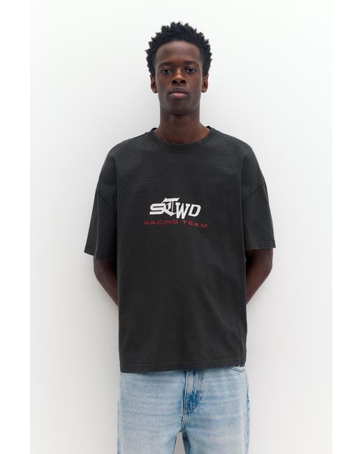 Pull&Bear Black Stwd Racing Team T-Shirt for men