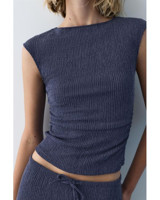 Pull&Bear Blue Crepe Top