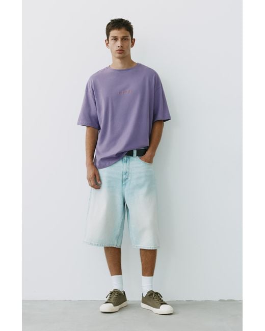 Pull&Bear Green Relaxed Fit Graphic T-Shirt for men