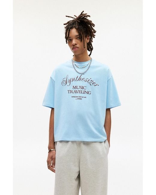 Pull&Bear Blue Stwd Synthesizer T-Shirt for men