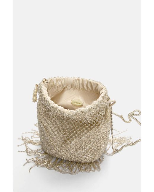 Pull&Bear Natural Beuteltasche Mit Perlenbesatz