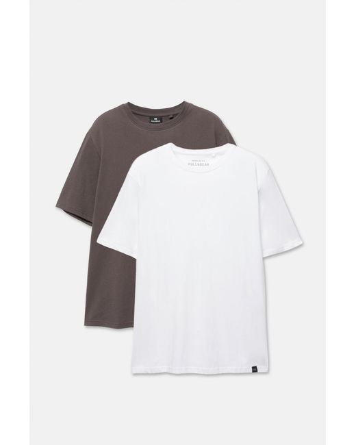 Pull&Bear 2-Pack Basic T-Shirts in het Blue voor heren