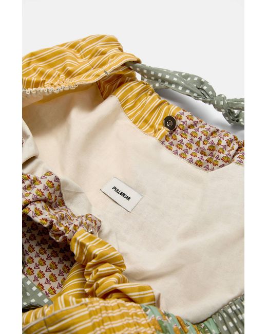 Pull&Bear Natural Maxi-Shopper-Tasche Mit Print