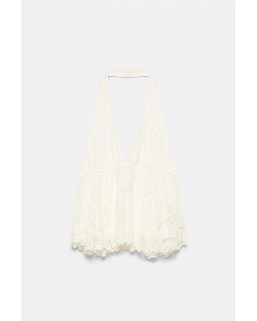 Pull&Bear White Lace Halter Top