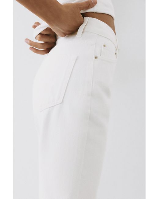 Pull&Bear White High-Waist Mom Jeans