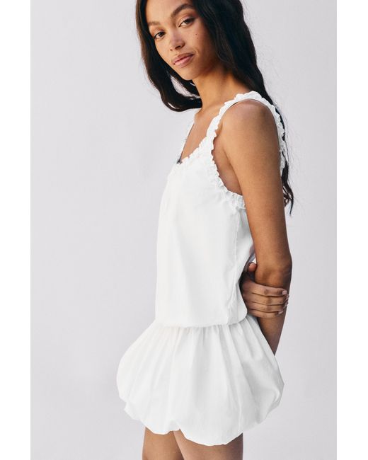 Pull&Bear Witte Korte Balloon Jurk in het Gray