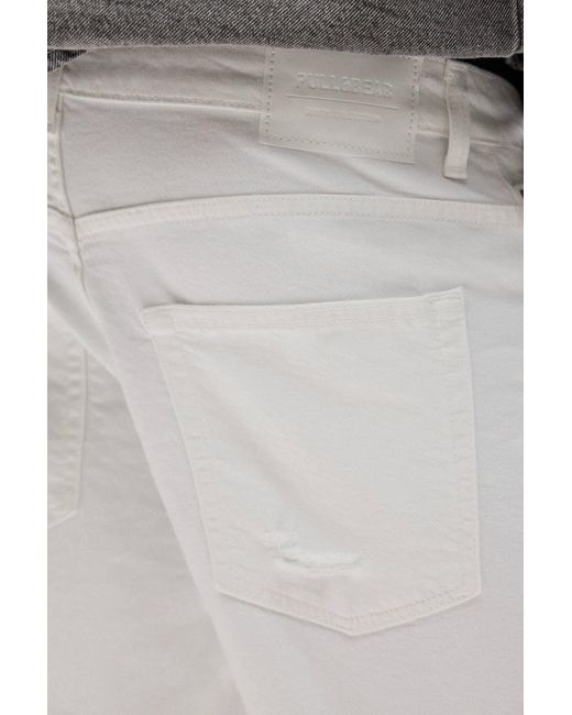 Pull&Bear Slim-Fit Jeans-Bermudashorts Mit Rissen in Gray für Herren