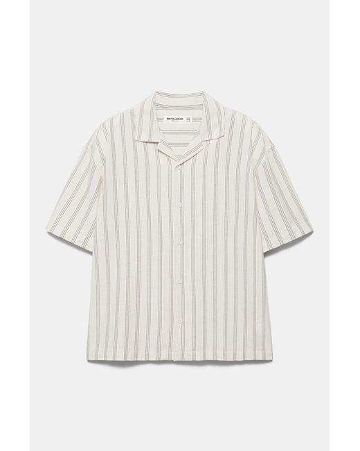 Pull&Bear White Striped Rustic Shirt for men