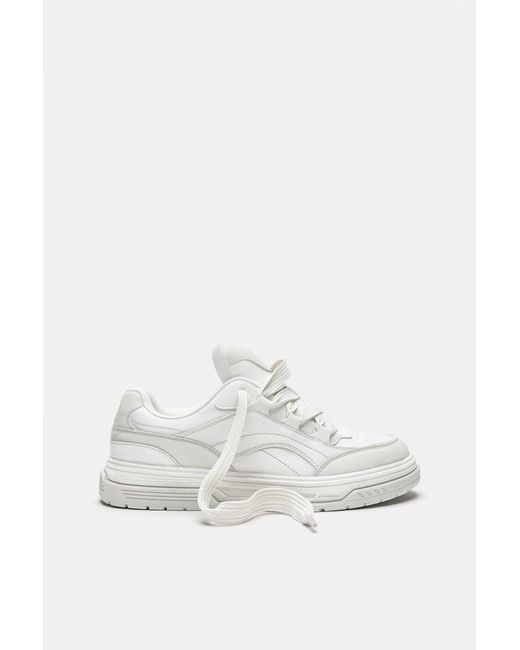 Pull&Bear White Stwd Distressed Skate Trainers for men
