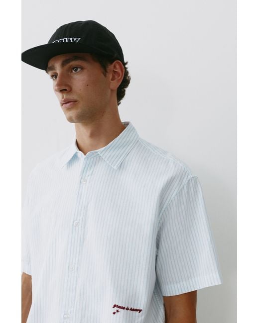 Pull&Bear Gray Striped Short Sleeve Shirt for men
