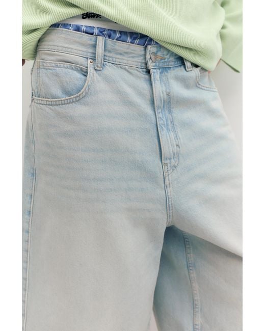 Pull&Bear Gray Stwd Skater Denim Bermuda Shorts for men