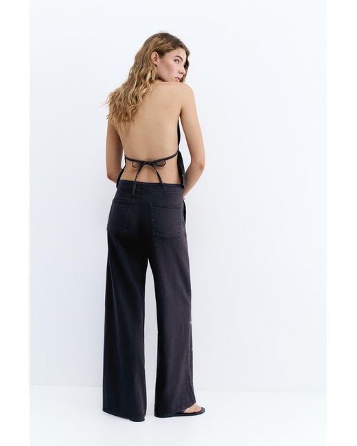 Pull&Bear Blue Straight-Leg Jeans With Eyelets