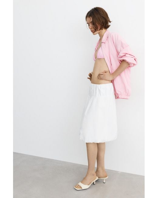 Pull&Bear Balloon Rok Van Popeline in het White