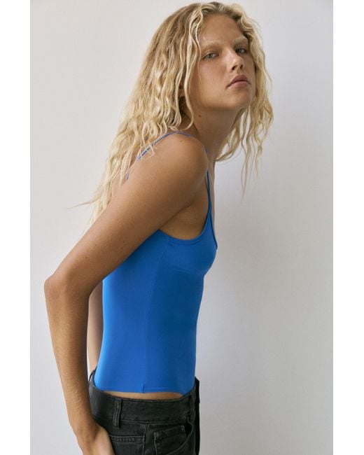 Pull&Bear Blue Polyamide Bodysuit With Thin Straps