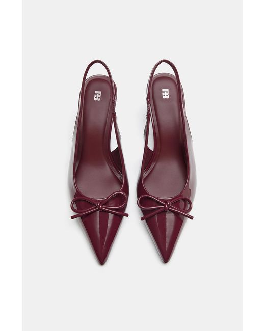 Pull&Bear Red Patent High-Heel Shoes With Bow