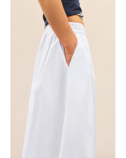 Pull&Bear White Long Poplin Skirt