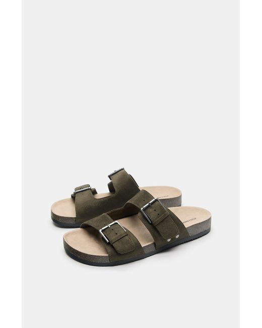 Pull&Bear Green Buckled Sandals for men