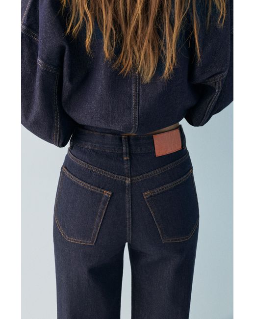 Pull&Bear Blue Wide Leg Jeans With Crossover Waistband