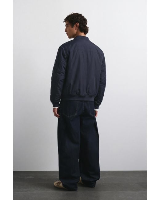 Pull&Bear Gewatteerd Bomberjack in het Blue voor heren