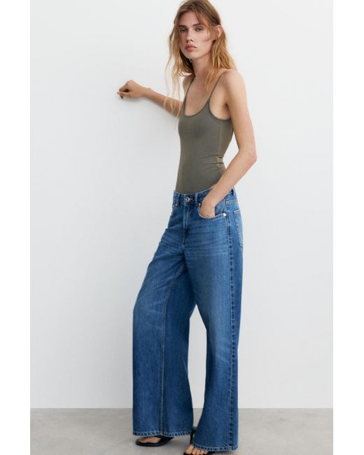 Pull&Bear Blue Polyamide Bodysuit With Thin Straps