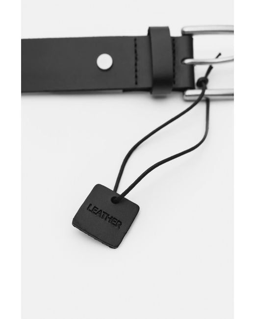 Pull&Bear Black 100% Leather Belt for men