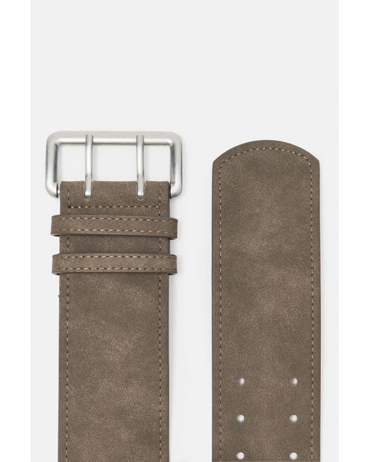Pull&Bear White Wide Faux Suede Belt