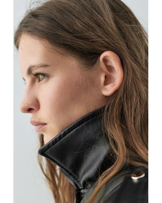Pull&Bear Black Faux Leather Biker Jacket
