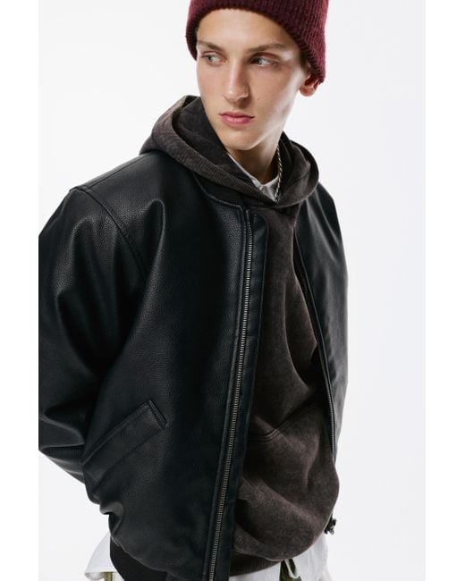 Pull&Bear Bomberjacke Aus Kunstleder in Black für Herren