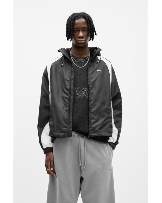 Pull&Bear Black Stwd Panelled Raincoat for men