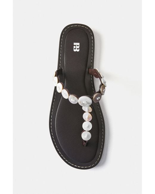 Pull&Bear Gray Flat Sandals With Buttons